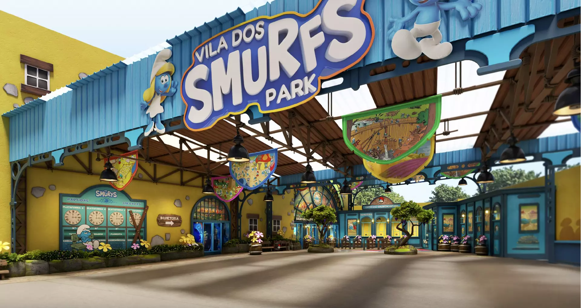 Confira novas imagens da Vila dos Smurfs Park, que inaugura em SP no dia 4 de setembro de 2025